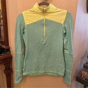 IVIVVA by Lululemon Girls Teens Neon Green Blue 1/2 Zip Long Sleeve Top Size 14